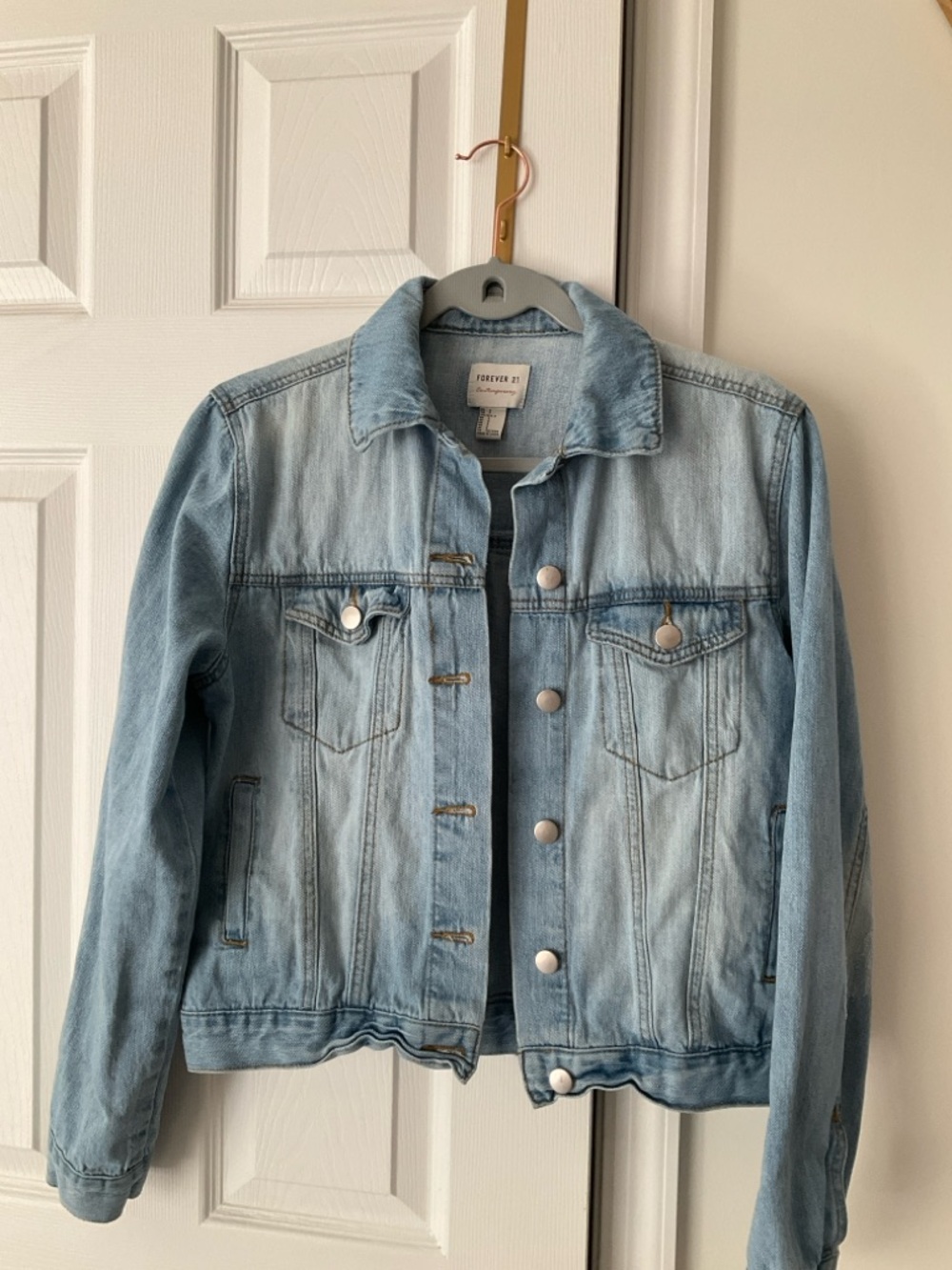 Forever 21 Light Blue Denim Jacket with Washed Finish